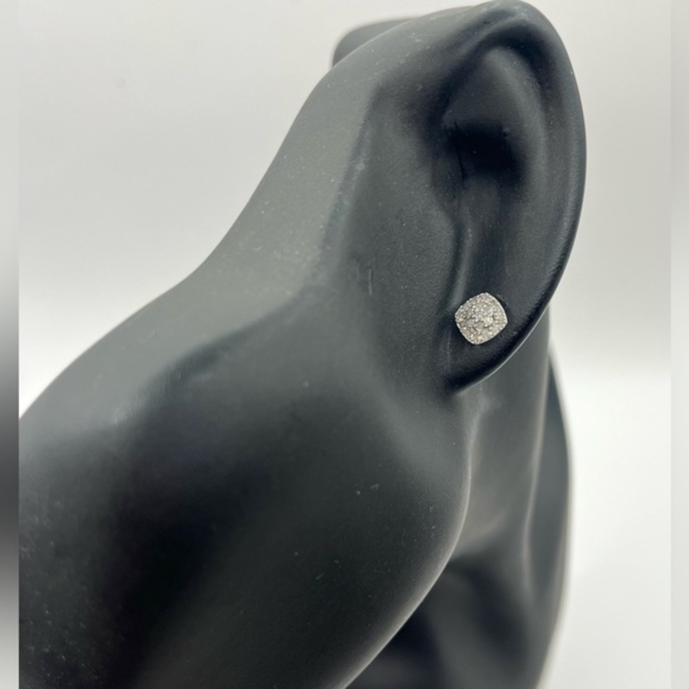 Cushion Cut .25 carats Natural Diamond Studs Sterling Silver